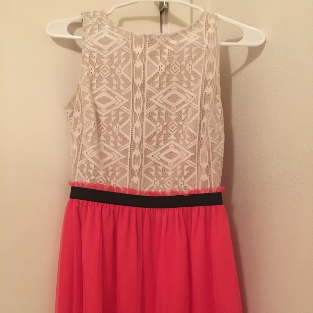 Pink and off white dress